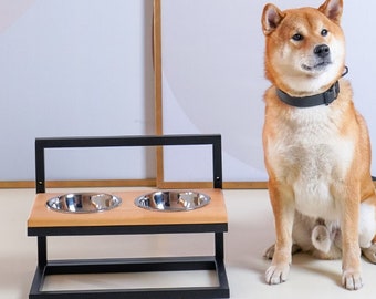 Cuencos elevados para perros con soporte ajustable, cuenco doble con soporte elevado