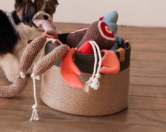 Toy's Basket for Dog, Dog Toy Box, Dog Toy Basket, Pet's Toys Storage, Basket for Storing Toys from Natural Jute, Eco-friendly Gifts for Pet