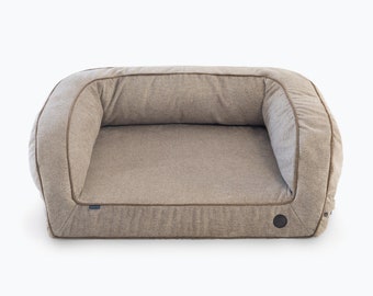 Beige Large Lounger For Older Dogs, Orthopedic Pet Sofa M - L Sizes With Removable Washable Cover, Memory Foam Large Dog Bed, Dog Furniture