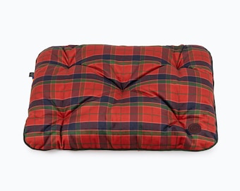Tomas Holiday Edition Plaid Pet Floor Pillow, Washable Velour Cushion