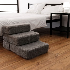 Two Sizes Dog Stairs for High Bed, Milky Fur Dog Stairs, Soft Pet Ramps, Dog Steps for Bed, Pet Steps for Small or Senior Dogs