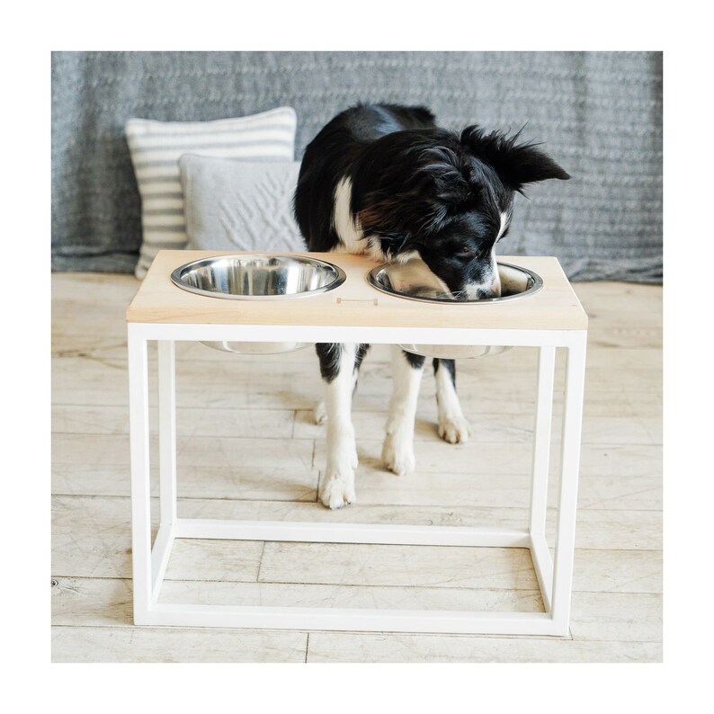 Raised Bowls Lunch Wood / Double Bowls Stand / Raised Feeder Etsy