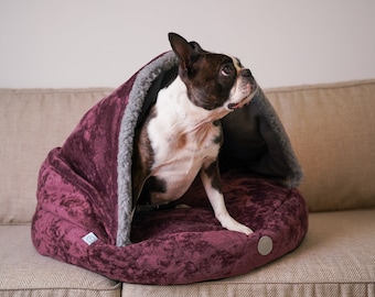 Velvet Cave Dog Bed: Orthopedic Memory Foam, Washable Cushion