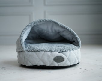 Faux Fur Hooded Cat Bed Cover: Removable Pet Cave Cover