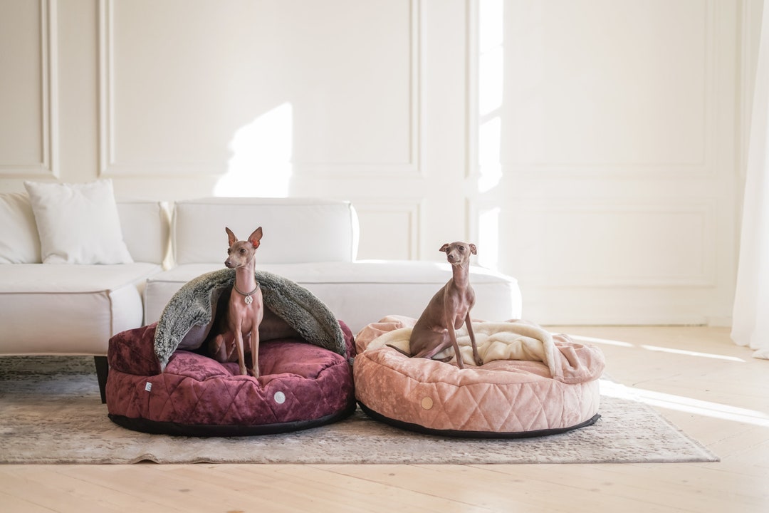 Fluffy Velvet Cave Dog Bed: Cozy Washable Pet Lounger - Etsy