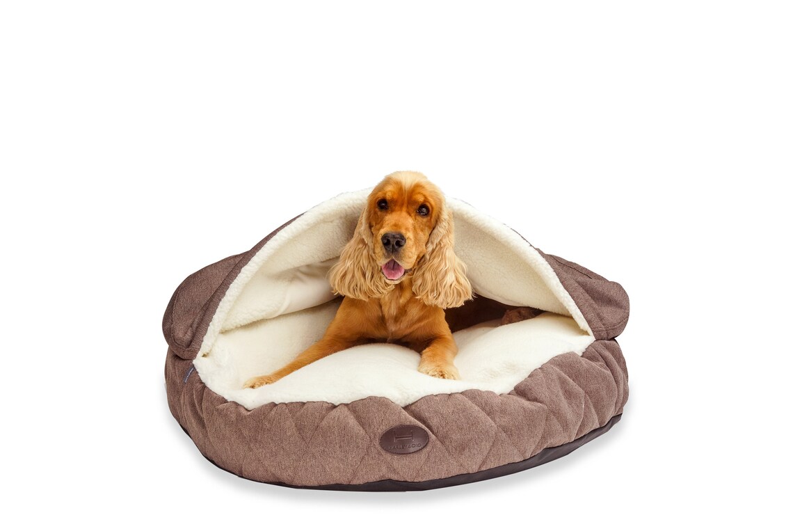 Hooded Dog Beds with Faux fur BROWN Warm bed pillow for short Etsy