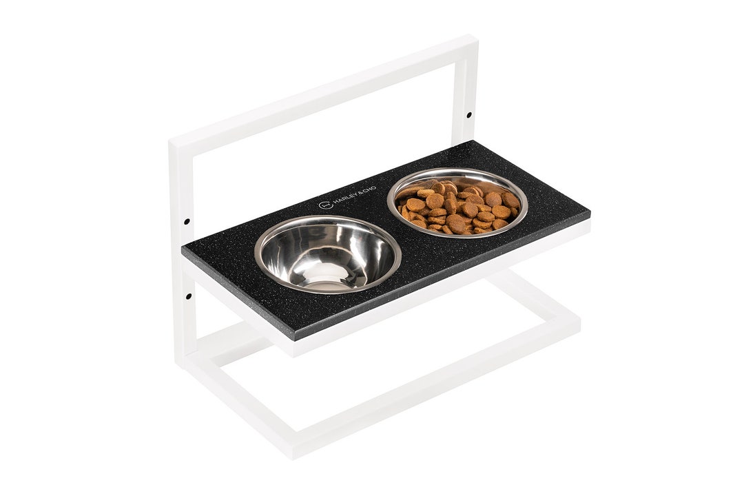 Dog Feeding Table With Faux Stone Tabletop Raised Dog Feeder Etsy