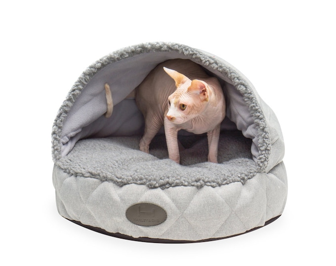 Cat sleeping shelter cat bed Warm Cat pillow with grey faux fur Small cozy bed for cat shag Fancy Cat house