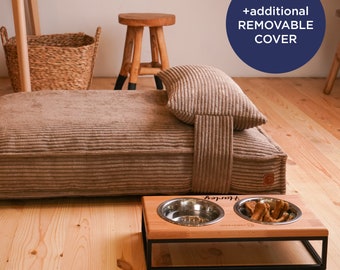 Large Dog Bed With Washable Cover, Brown Orthopaedic Memory Foam Bed For Dog, Durable Soft Corduroy XL Dog Furniture Bed