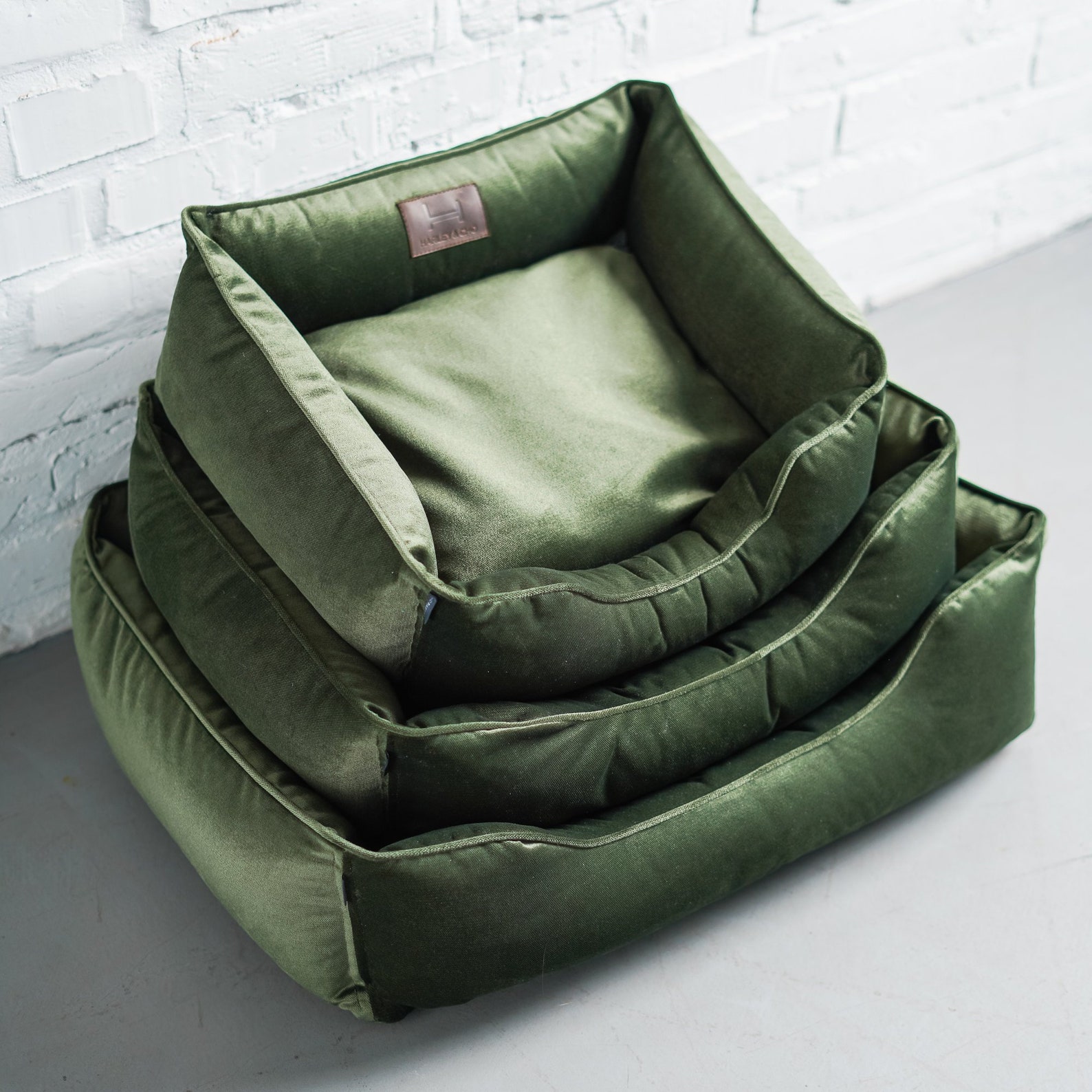 Green Plush Velvet Dog Bed Middle Dog Floor Bed Emerald Etsy