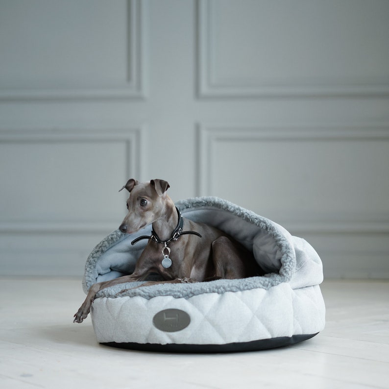 Snuggle top pet bed for dog Gray Faux Fur Etsy