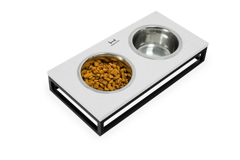 Dog bowls for messy drinkers WHITE stone raised dog bowls Etsy