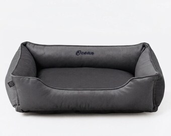 Personalized Pet Bed, Embroidered Name, Anti Scratch Dog Sofa, Washable Orthopedic Bed