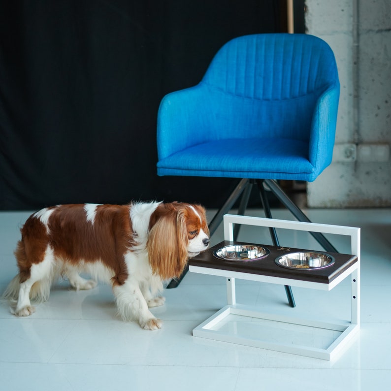Middle Dog Elevated Food Bowl Holder Set Adjustable Height Etsy