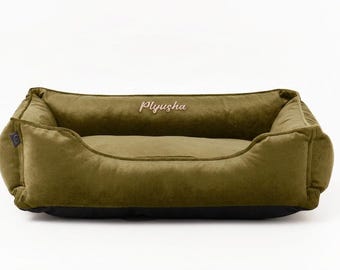 Personalized Olive Dog Sofa Bed, Removable Cover, All Sizes Available