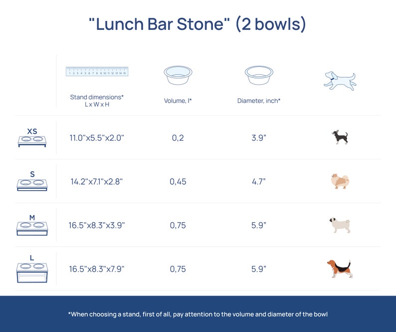 Small Dog feeder / Small dog bowls stand with stone top and metal base / Middle size raised bowls for pet / Grey dog feeder / White feeder image 9