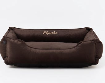 Washable Brown Dog Bed, Cozy Pet Sofa, Removable Cover, All Sizes