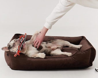 Washable Chocolate Dog Bed, Cozy Pet Sofa, Removable Cover, All Sizes