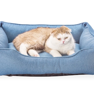 Washable pet bed for modern appartment / Small size bed with raised walls for cat / Gift for cat lovers image 5