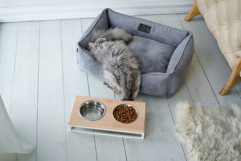 Gray corduroy cat bed with raised walls / Gift for cat owners Etsy