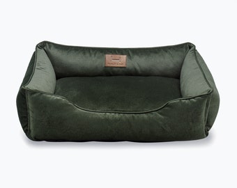 Green Dog Bed, Emerald Green Cozy Bed For Puppy, Bed For Large Dogs, Soft Surface Cover, Washable Cover