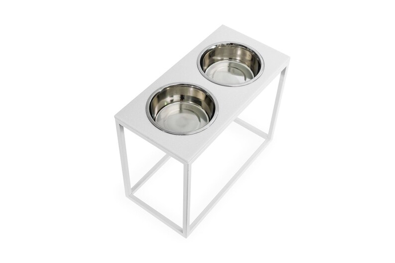 Dog Bowls for Messy Drinkers WHITE Stone Raised Dog Bowls Etsy