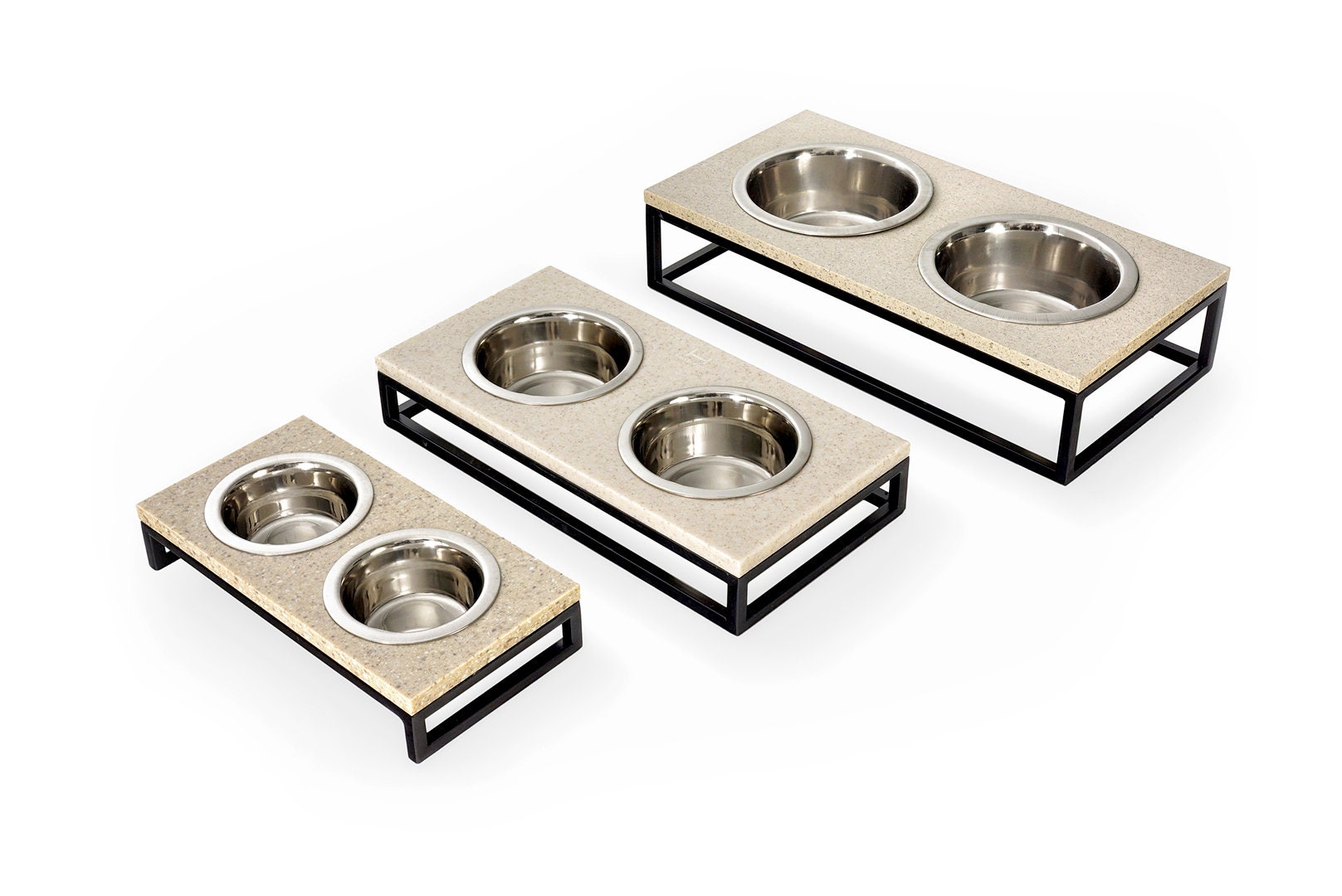 Small Dog Feeder, Bone Shaped , Elevated, Dog Food/Water Bowl Stand Small  Bowls Included, Stainless Steel — Omni Artis