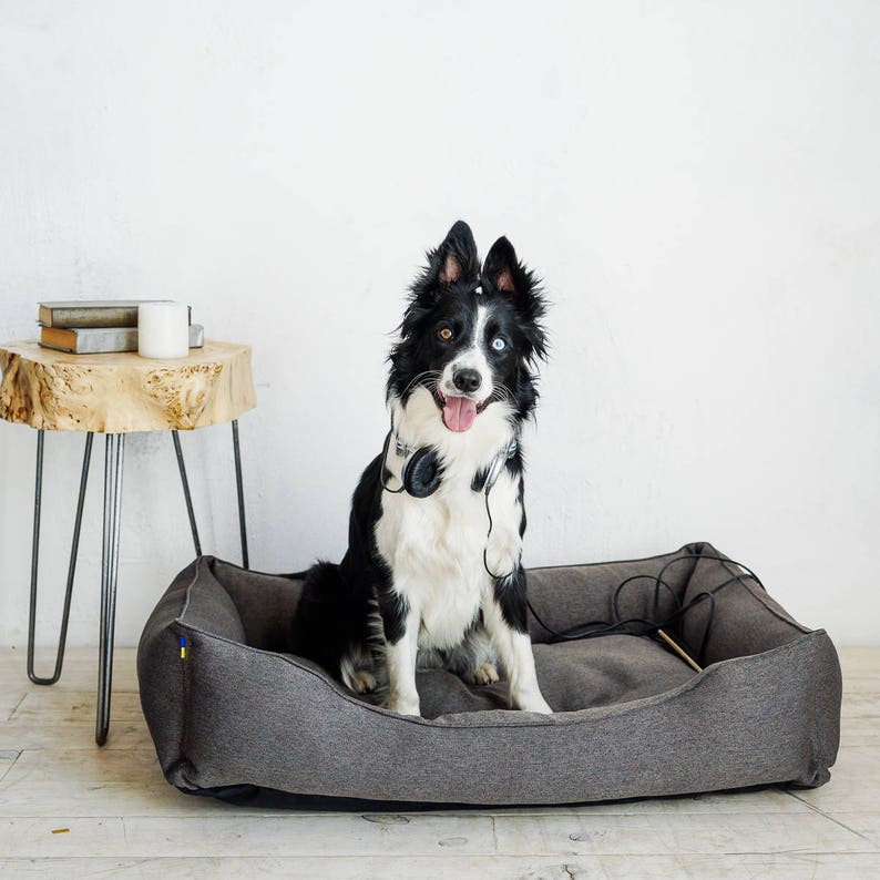 Large Dog Bed Middle Dog Bed Padded Dog Bed Gray Dog Bed Dog Etsy UK