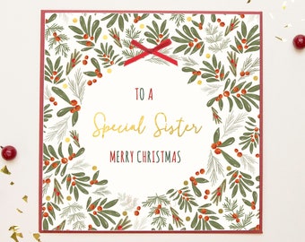 Special Sister I Merry Christmas I Candy Cane I Christmas Card I Handmade Card I Luxury Card