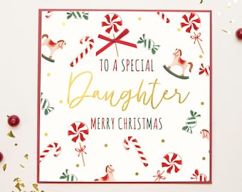 Special Daughter I Merry Christmas I Candy Cane I Christmas Card I Handmade Card I Luxury Card