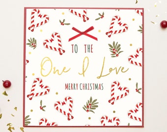 One I Love I Merry Christmas I Candy Cane I Christmas Card I Handmade Card I Luxury Card