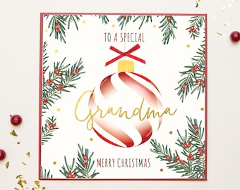 Special Grandma I Merry Christmas I Candy Cane I Christmas Card I Handmade Card I Luxury Card