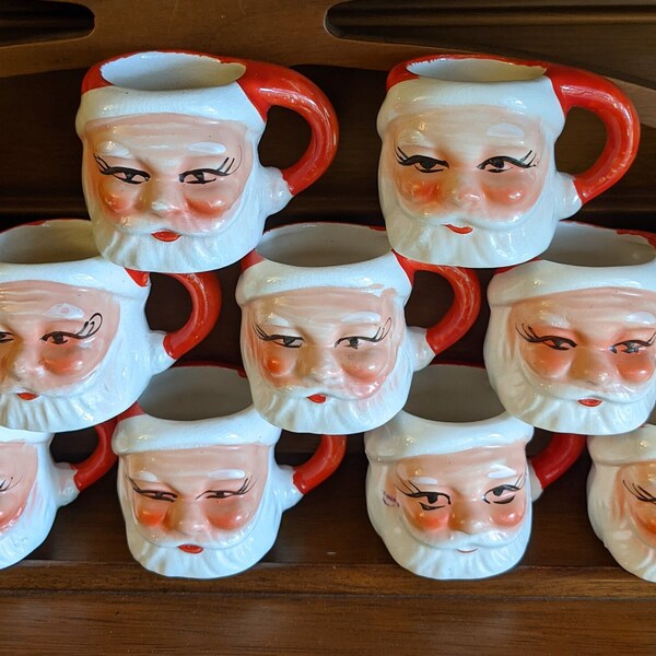 1 remaining vintage, ceramic, mini Santa mug #9, made in Japan
