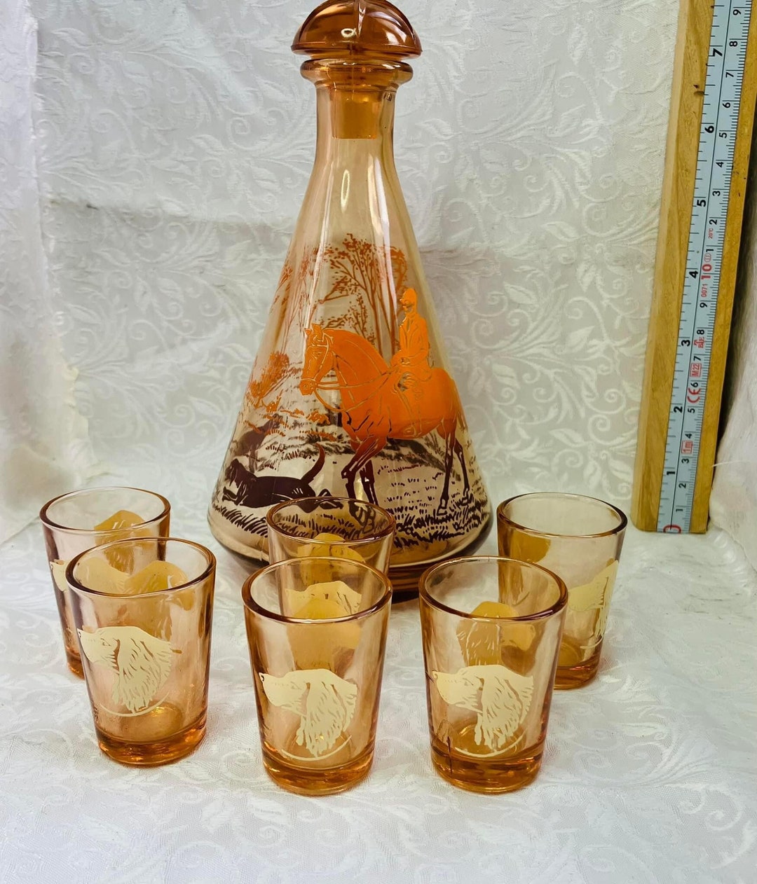 Decanter and Shot Glass Set Etsy