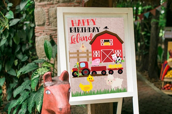 Farm Birthday Party Decor Farm Birthday Welcome Sign Farm Etsy