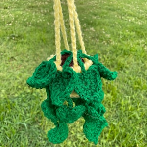 Crochet Hanging Car Plant: Rear View Mirror Decor