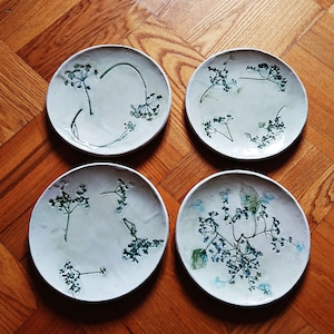 Handmade big plates, meadow, natural plate, ceramic plate, pressed flowers, handmade ceramic, natural ceramic, handmade pottery