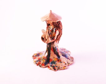 Handmade figurine, ceramic asian girl singing, handmade ceramic, handmade decor, ceramic decor, embeceramics