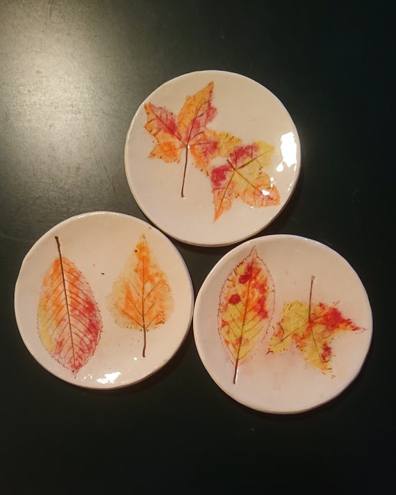 Handmade Autumn Plate Autumn Leaves Pressed Leaves Ceramic Plate for Food Etsy