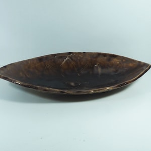 Oval brown bowl, ceramic handmade bowl, for fruits, for sushi, embeceramics
