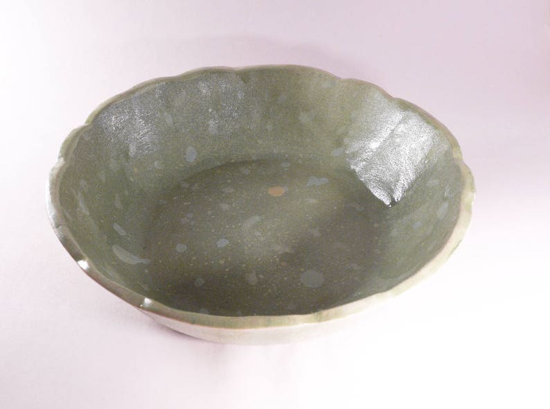 Clay Bowls Fine Art Ceramics Large Serving Bowl Handmade Ceramic Bowl Blue and Green Handcrafted