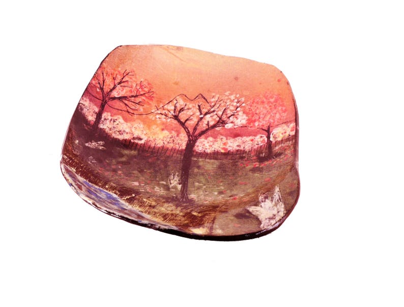 japanese bowl spring bowl ceramics and pottery sgraffito bowl handmade bowl handpainted bowl handcraft ceramic Unique spring bowl