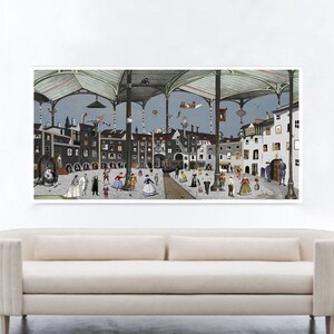 Fine Art Print / Τrain station / Collage / Wall art / Travel People / City / Masquerade / Giclée print  / Limited edition