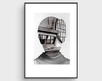 Fine Art Print / Portrait poster / Face Portrait Collage / Thought / Architercture / Collage print / Giclée