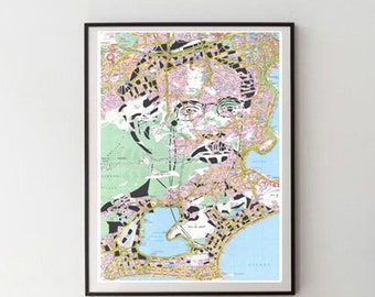 Machado de Assis poster / Rio de Janeiro map / Brazil / Literary Portraits / Book lovers - a print of an original Paper Cut Map