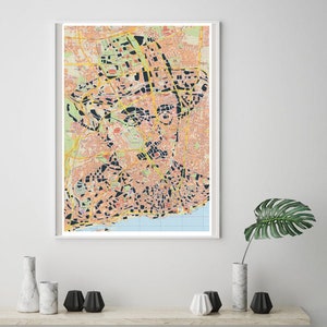 Affiche Fernando Pessoa / Carte de Lisbonne / Portraits littéraires / Écrivains célèbres / Amateurs de livres - une impression d'une carte originale en papier découpé