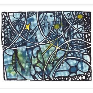 Abstract Monotype Print Reproduction / Planetarium / Mixed Media Monotype / Night sky / Giclée print / Limited edition