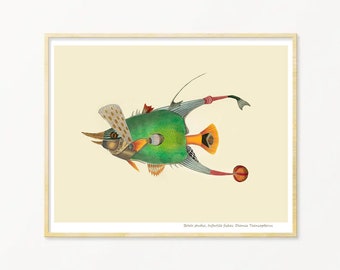 Fisch Kunstdruck / Kunstposter / Collage / Fisch / Meer / Wandkunst / Meeresleben Kunstdruck / Giclée Drucke