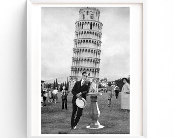 Buster Keaton poster / Pisa / Italy / Travel Destination / Collage / Travel Gift