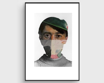 Fine Art Print / Portrait poster / Face Portrait Collage / Thought / Collage print / Giclée